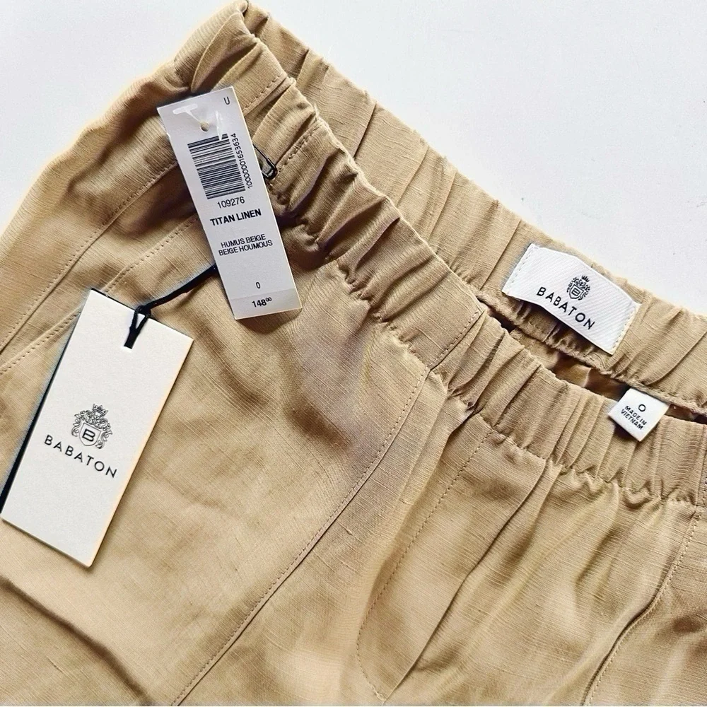Aritzia Babaton Women’s Titan Linen Cargo Pants Humus Beige